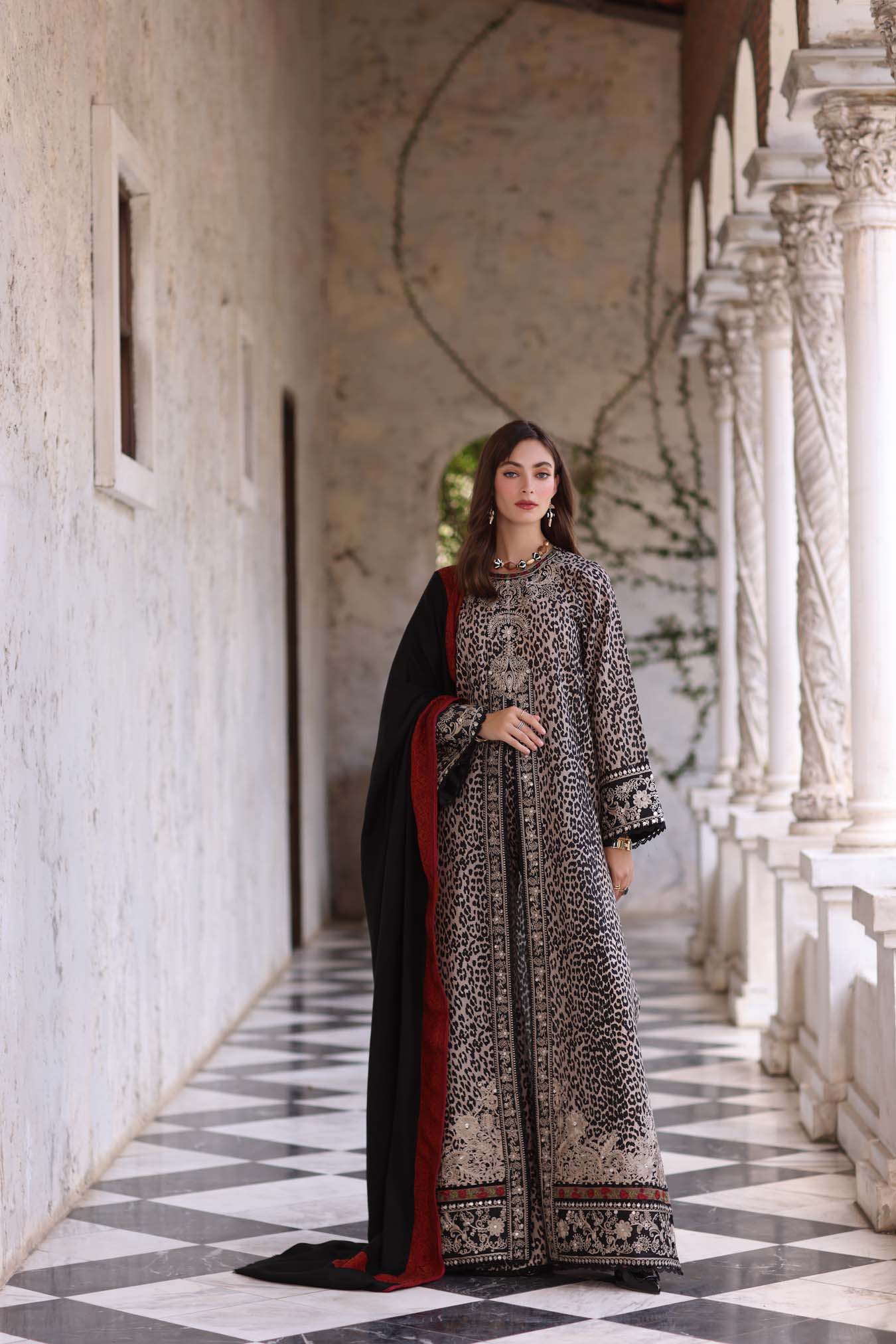 Noir Safari | Noor By Saadia Asad  | Pashmina Shawl Collection 2025