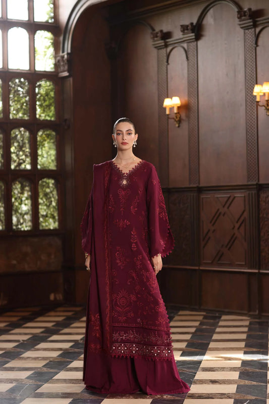 Royal Scarlet  | Noor By Saadia Asad  | Pashmina Shawl Collection 2025