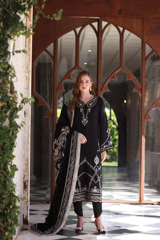 Obsidian | Noor By Saadia Asad  | Pashmina Shawl Collection 2025
