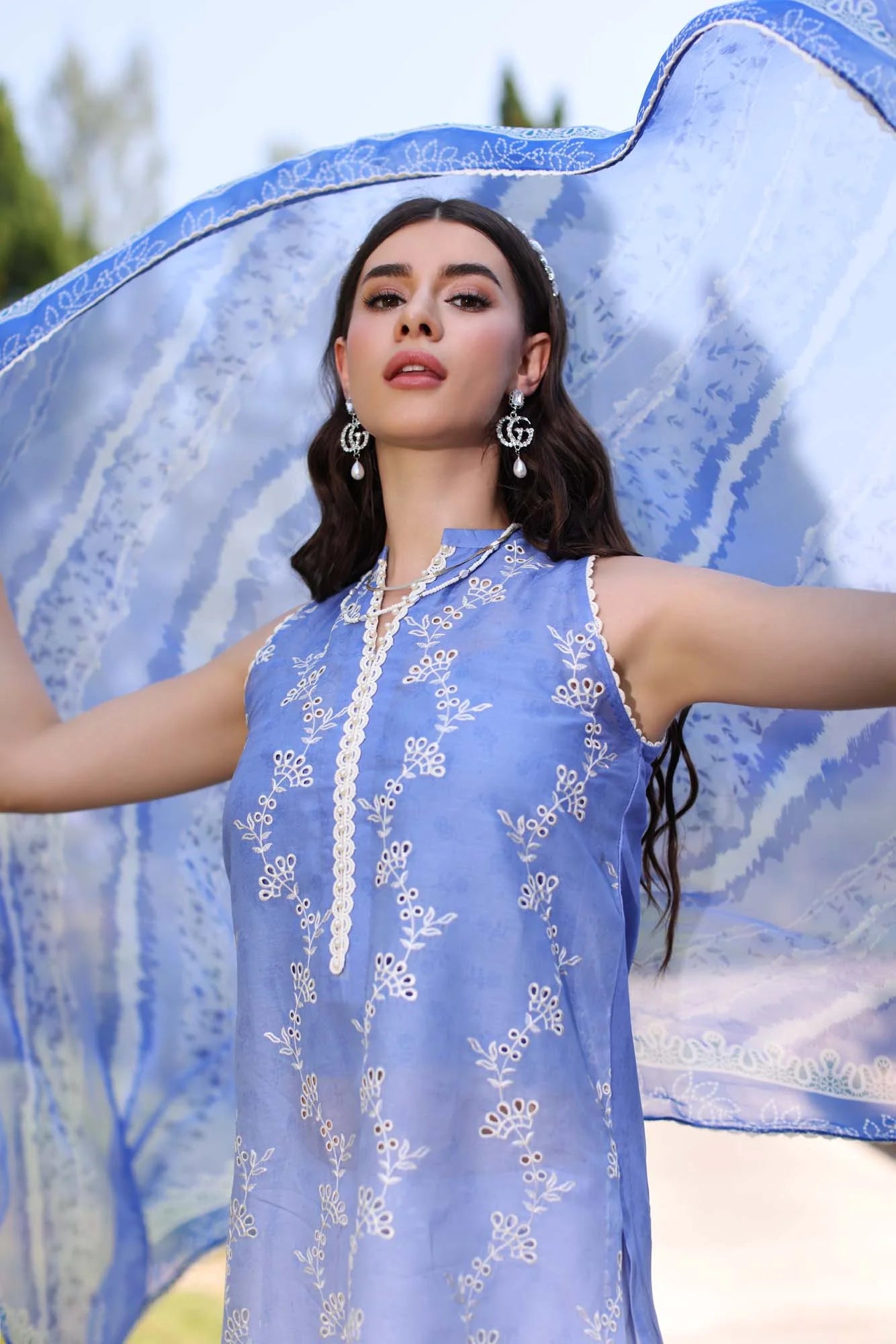 Noor Luxe by Saadia Asad Unstitched Chikankari Embroidered Lawn 3 Piece Suit SA26UNL D-8 NAYELLE - Summer Collection