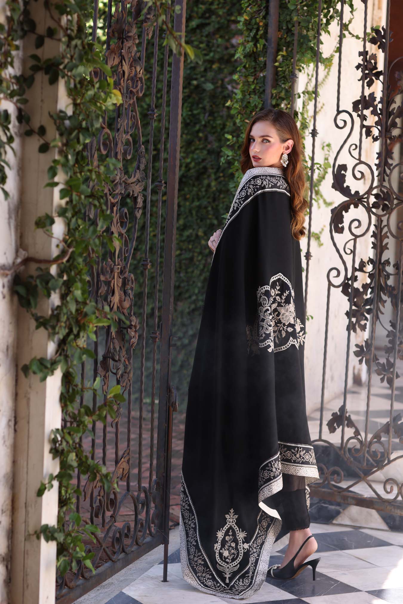 Obsidian | Noor By Saadia Asad  | Pashmina Shawl Collection 2025