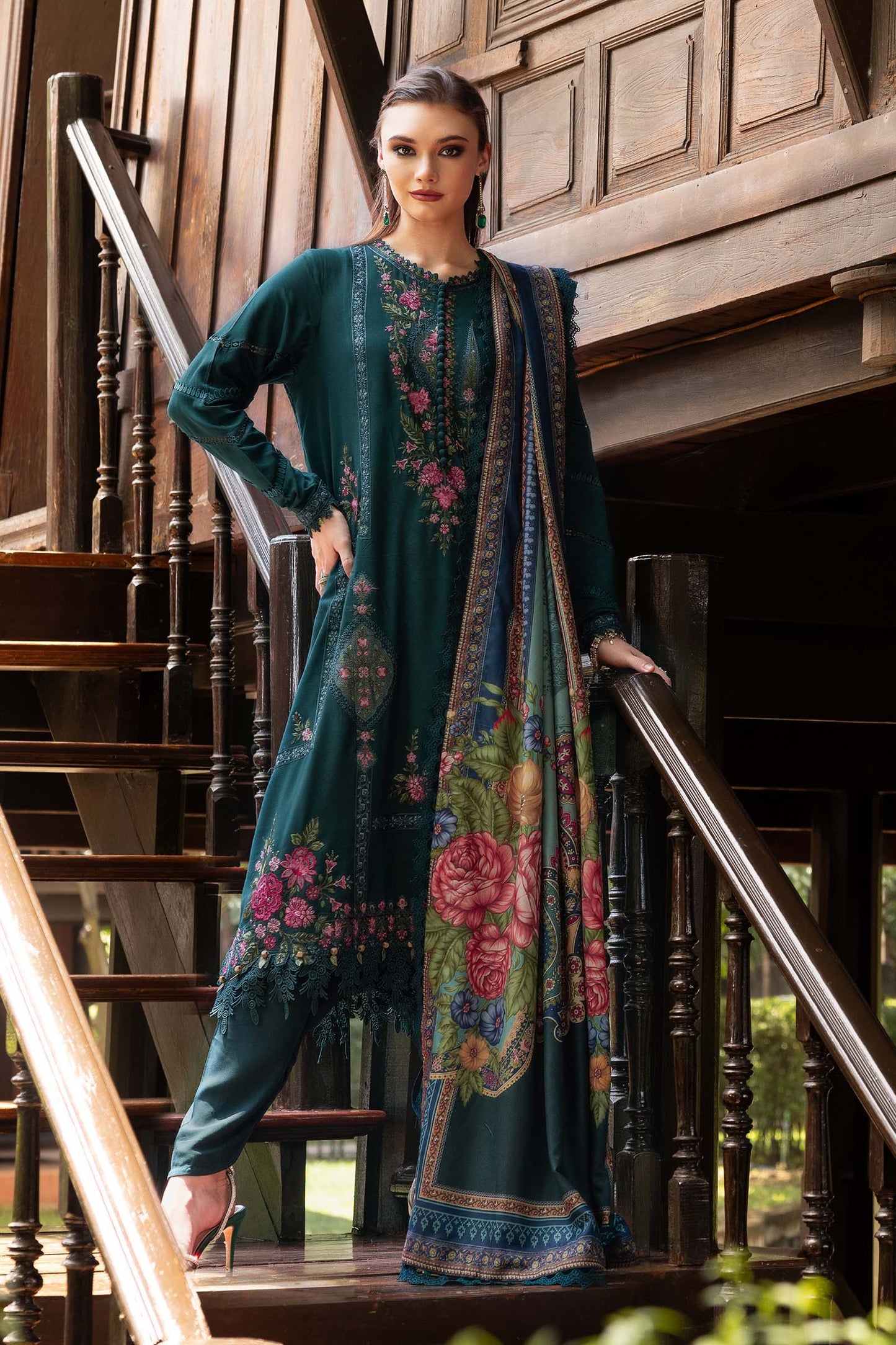 MPT-2807-B | Maria B | M.Prints Winter Shawl Collection 2025
