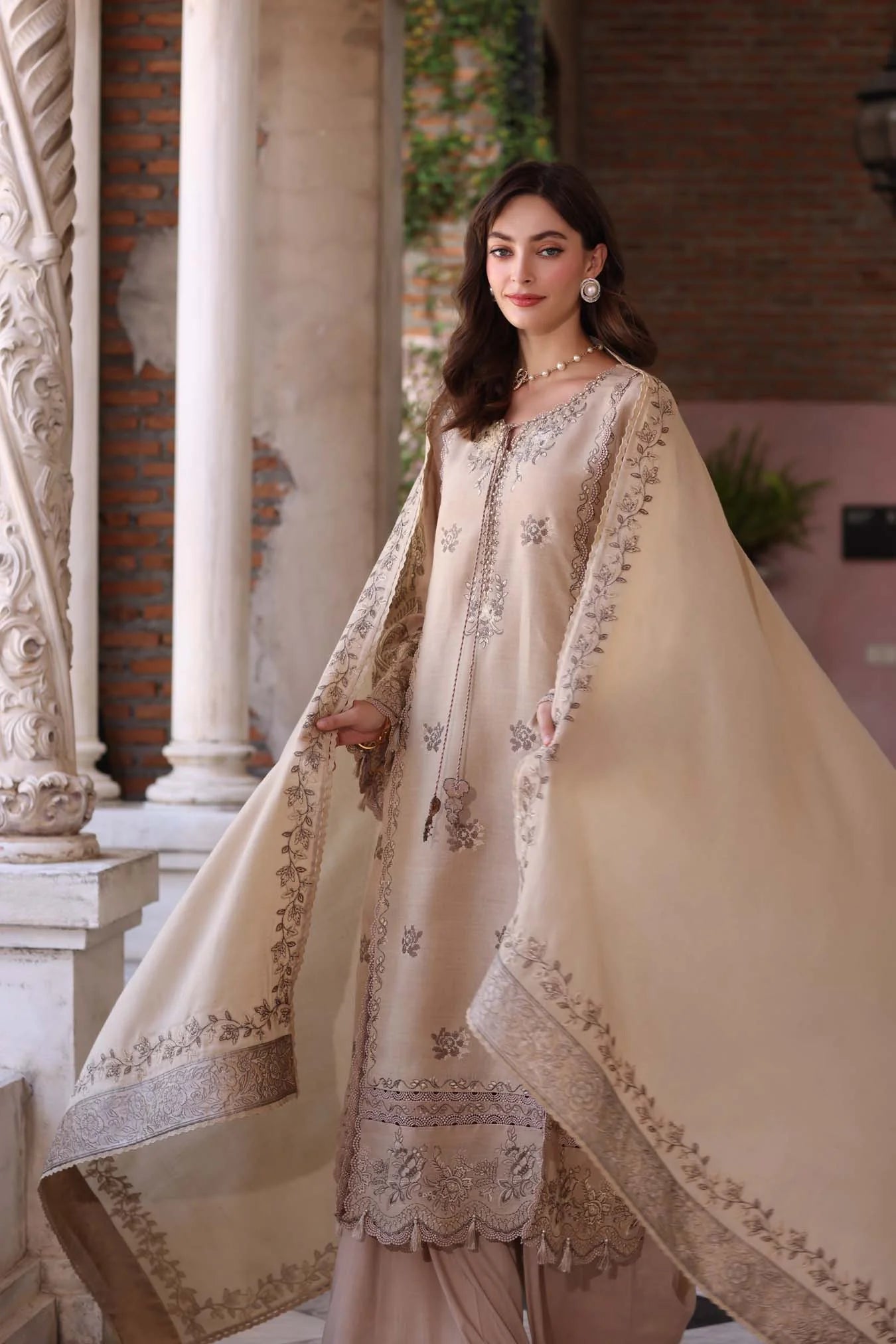 Caramel Mist | Noor By Saadia Asad  | Pashmina Shawl Collection 2025