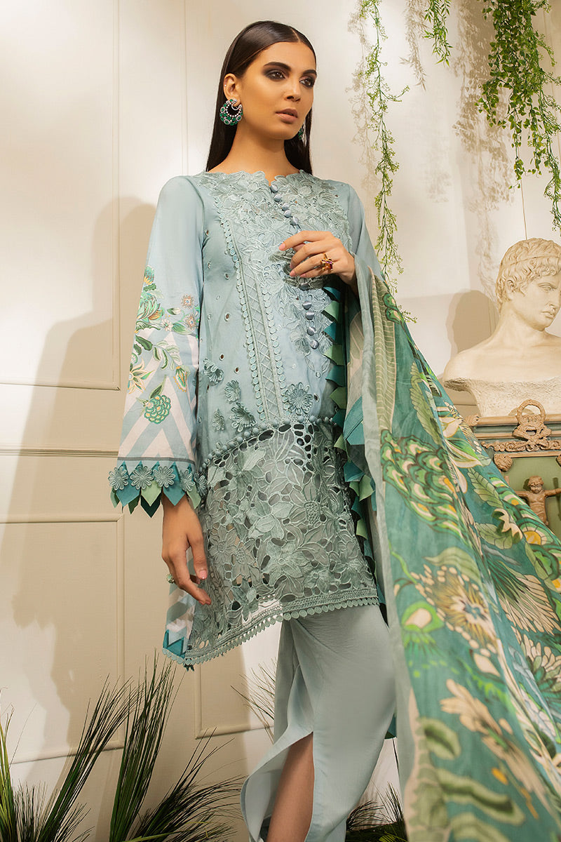 Aqua Haze HLS-05b | Mushq | Hemline Lawn Collection 2020
