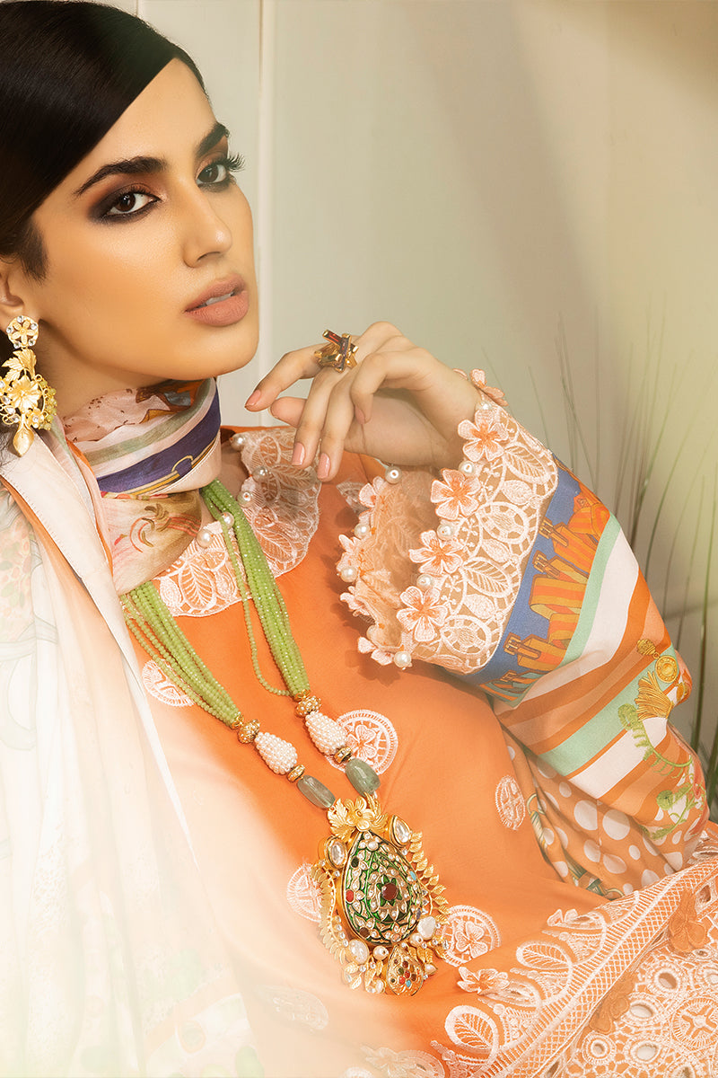 Coral Rose HLS-06b | Mushq | Hemline Lawn Collection 2020