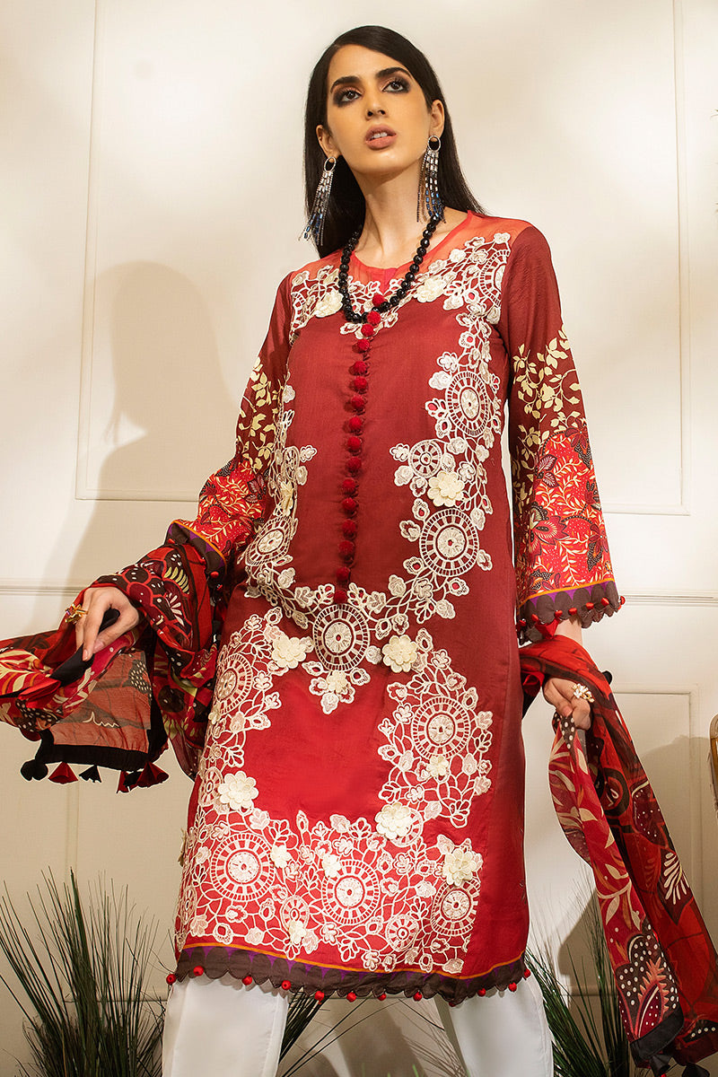 Dancing Scarlet HLS-07a | Mushq | Hemline Lawn Collection 2020