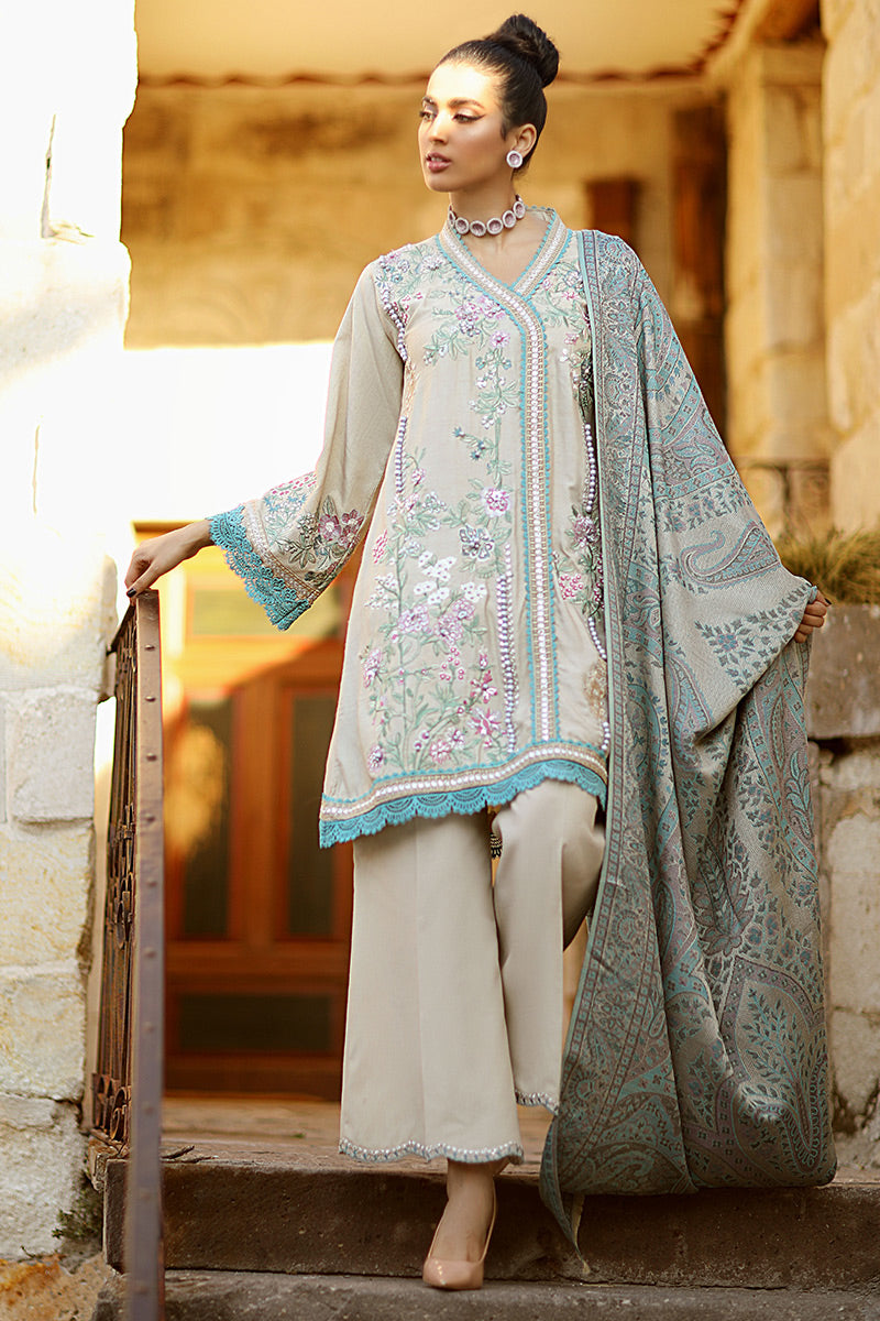 Lagoon | Mushq | Winter Sky Velvet Shawl Edit'20