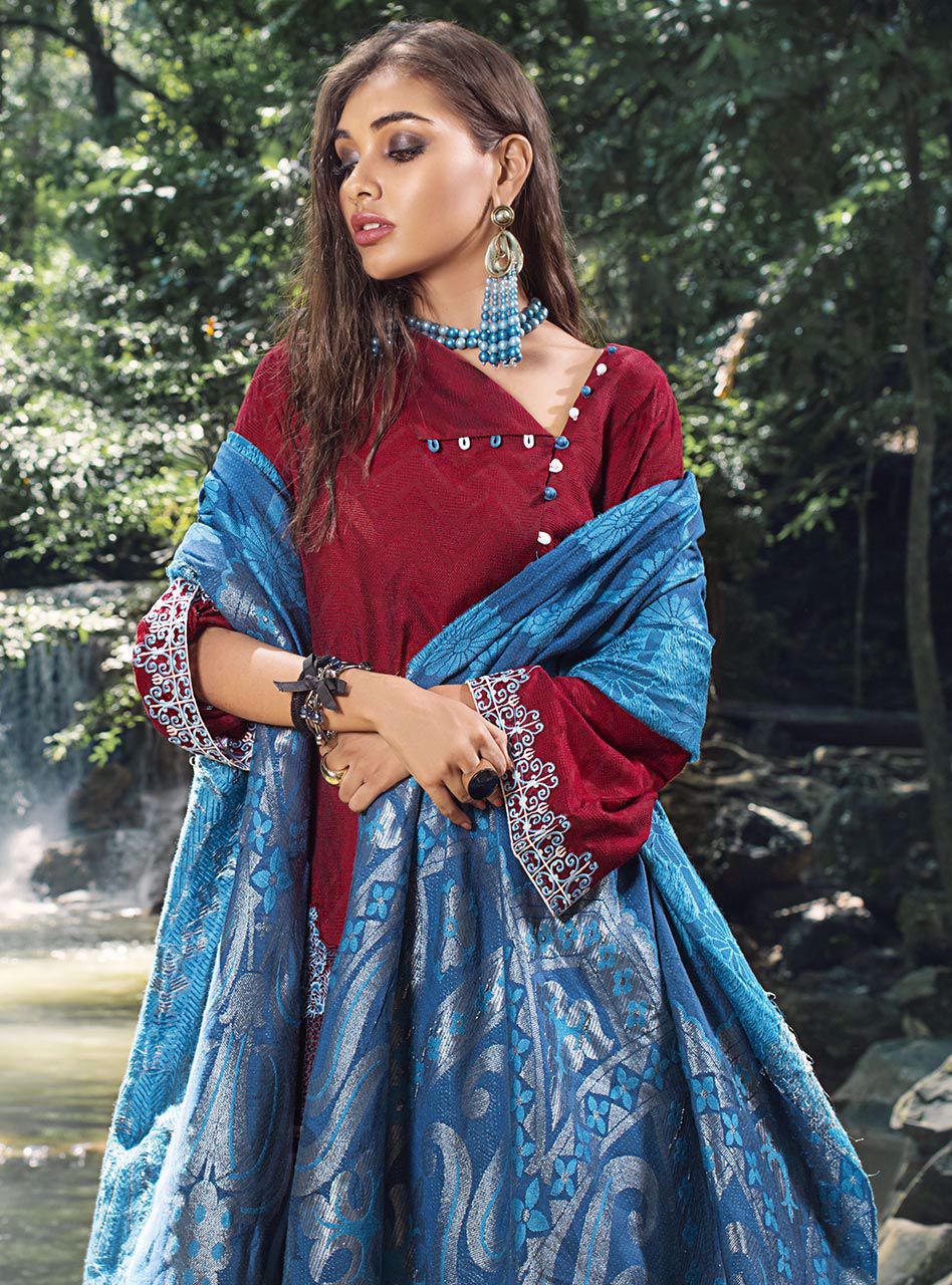 Scarlet Splendour (Zainab Chottani Luxury Shawl Collection)