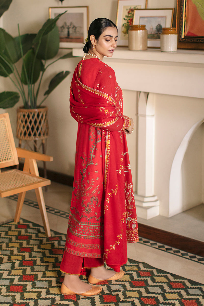 Crimson Aura | Cross Stitch | Winter Edit | Khaddar & Linen Unstitched Collection 2022