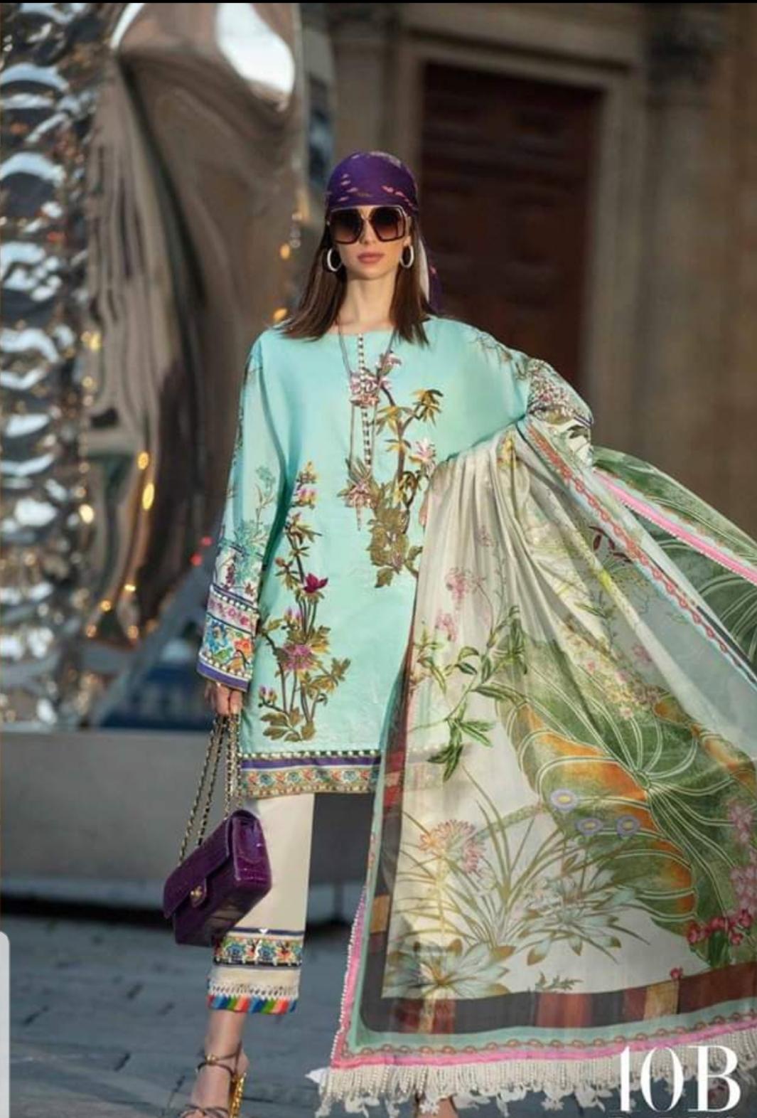 Menta Blu 10-B (3Pc) Sana Safinaz Luxury Lawn