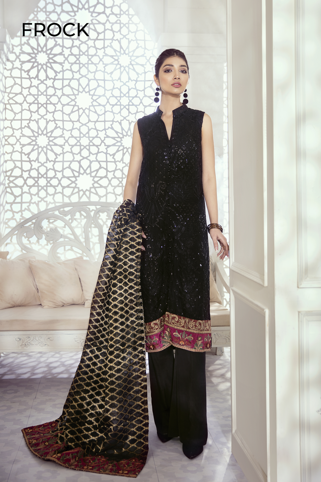 ID-01 Blooming Raven (3PC) | Iznik | Imperial Dreams | Embroidered Chiffon