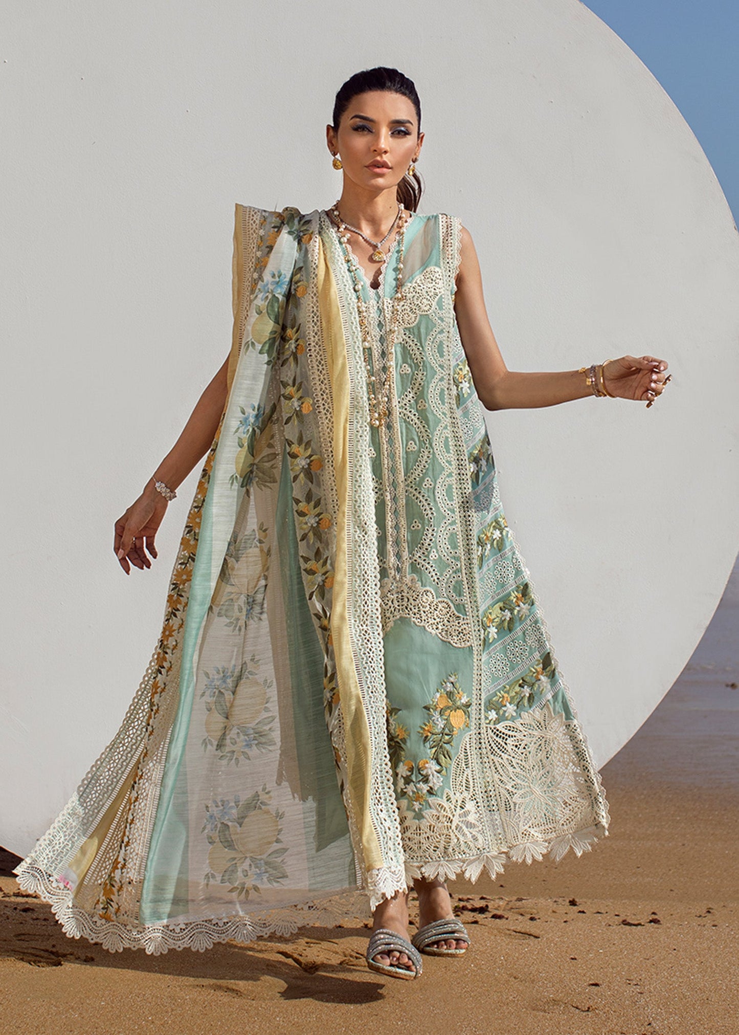 Sicilian Summer - 2A - Aqua | Crimson × Saira Shakira | Luxury Lawn Collection 2022