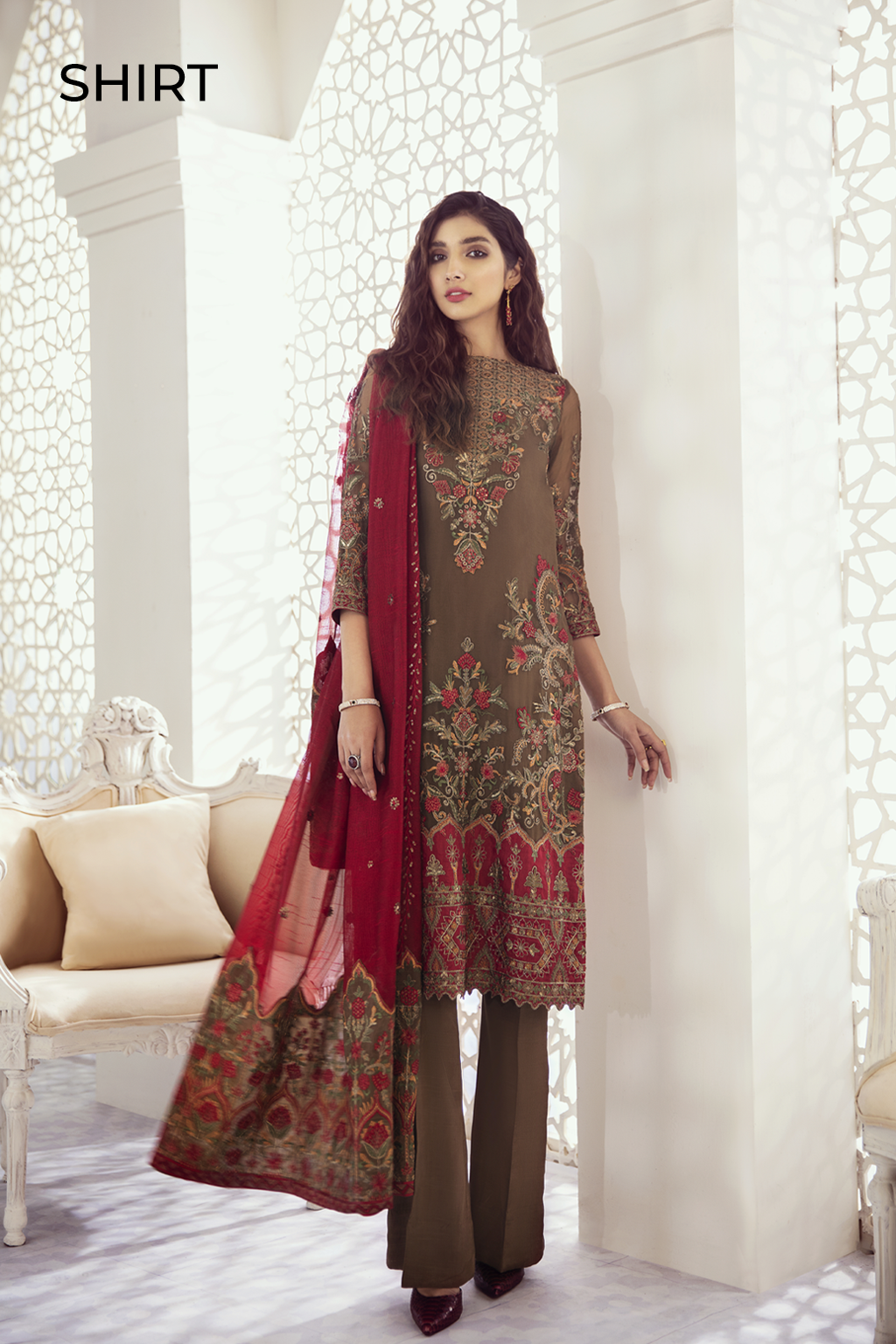 ID-08 Garnet Ash (3PC) | Iznik | Imperial Dreams | Embroidered Chiffon
