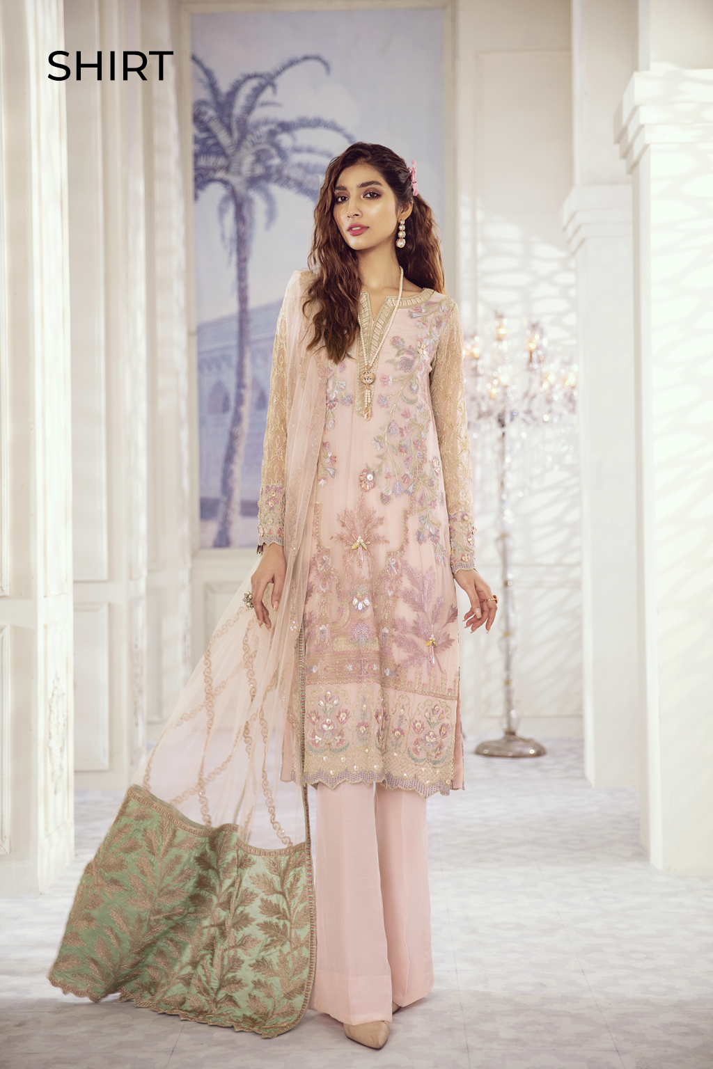 ID-06 Fluorescent Pearl (3PC) | Iznik | Imperial Dreams | Embroidered Chiffon