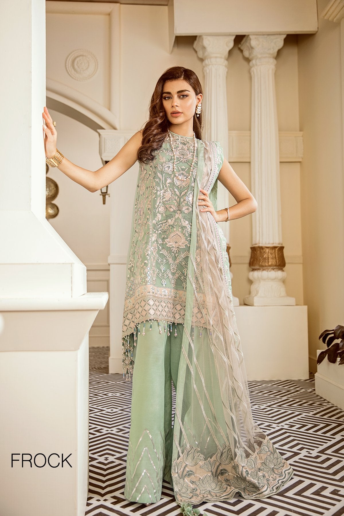 Mint Tea (Baroque Chantelle Embroidered Chiffon)