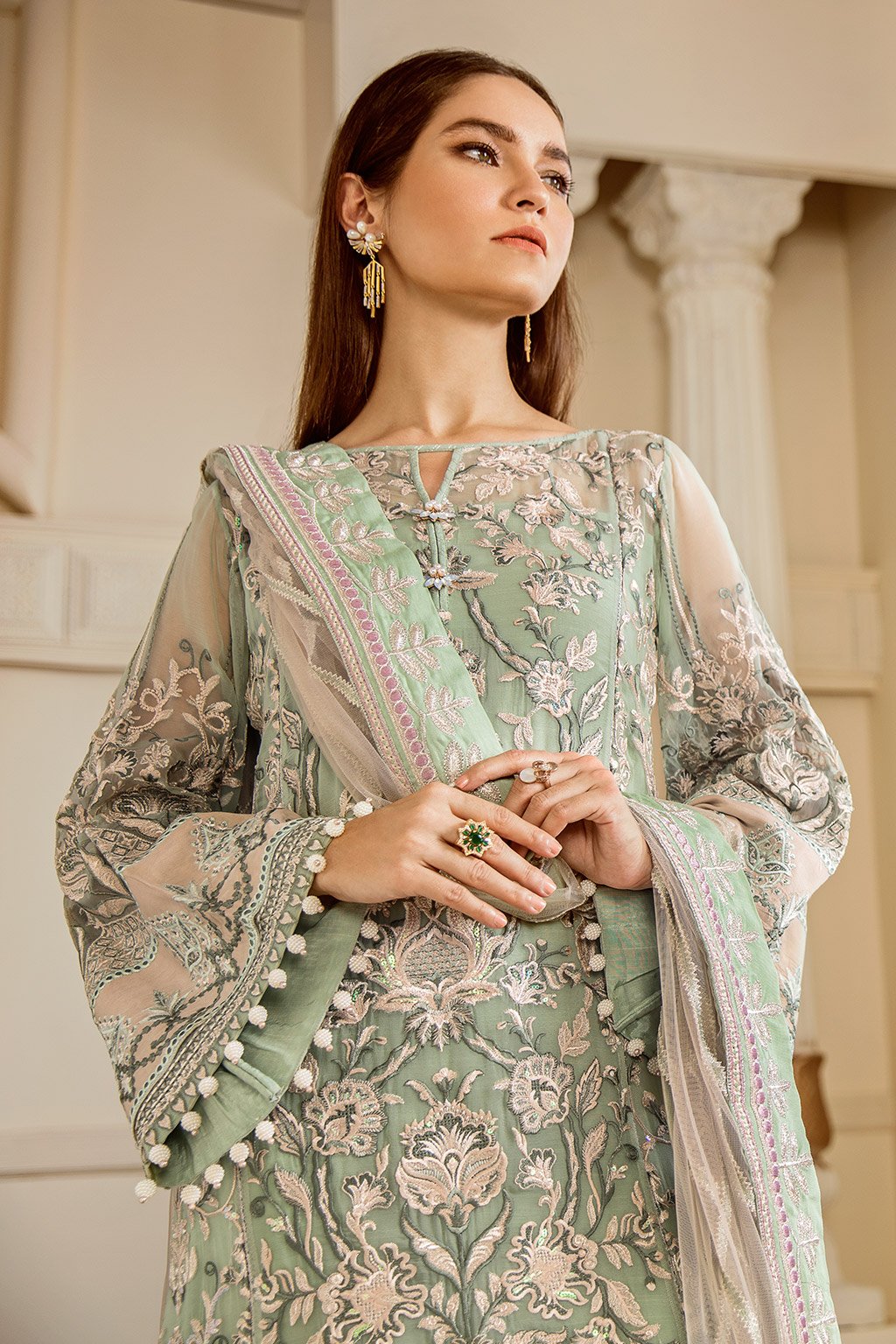 Mint Tea (Baroque Chantelle Embroidered Chiffon)