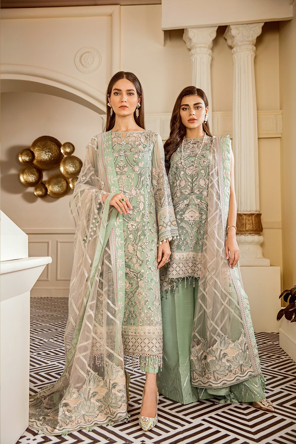 Mint Tea (Baroque Chantelle Embroidered Chiffon)