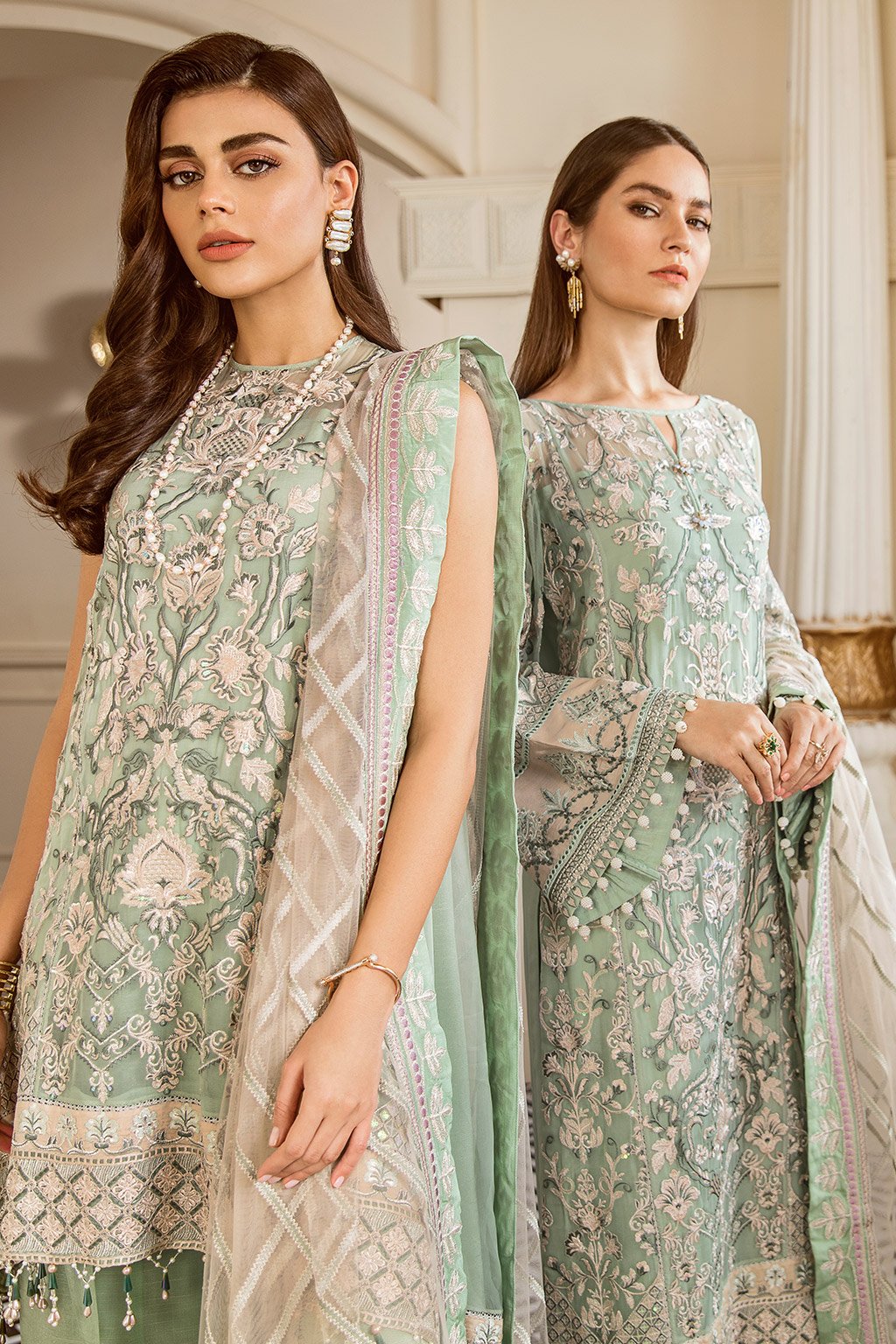 Mint Tea (Baroque Chantelle Embroidered Chiffon)