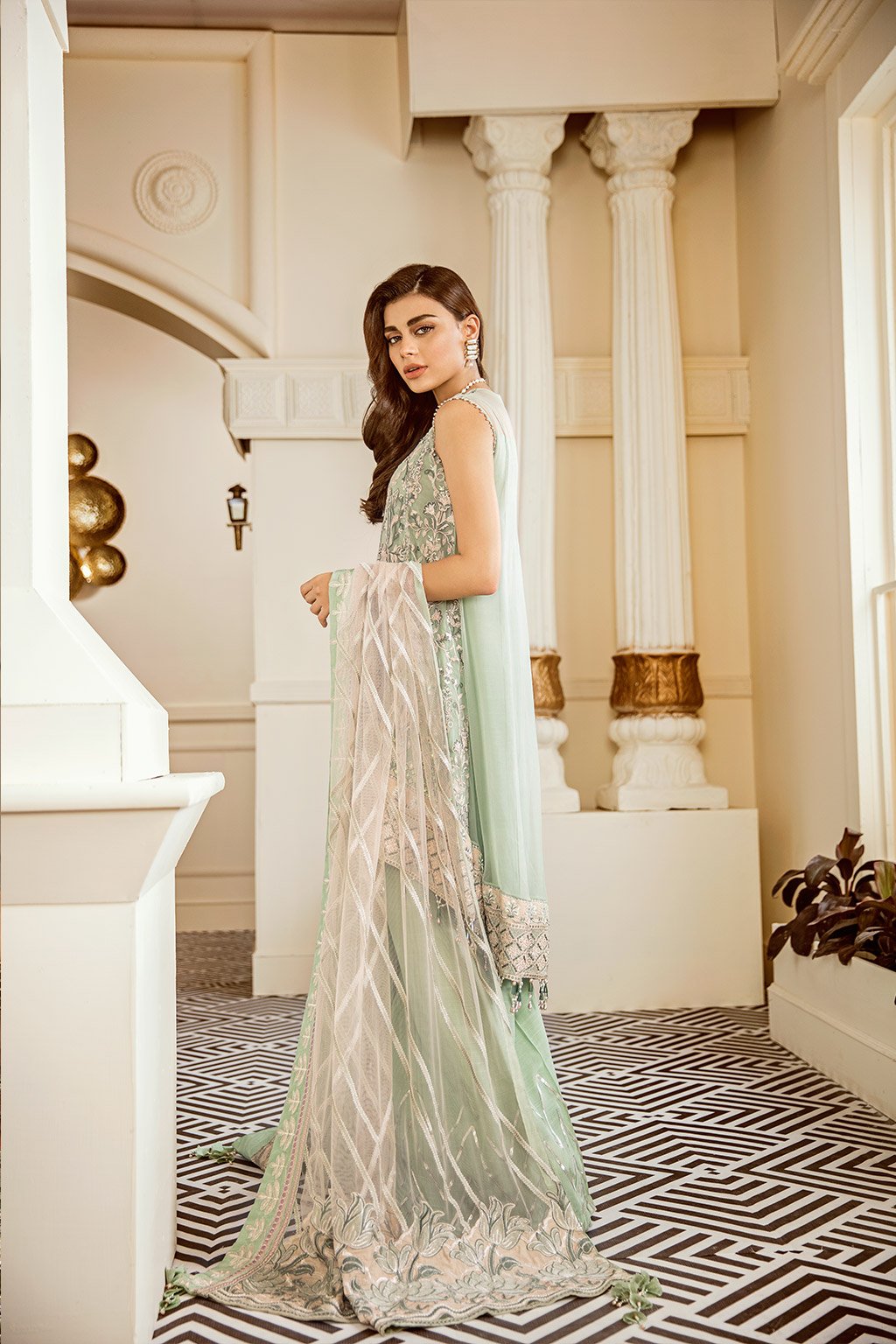 Mint Tea (Baroque Chantelle Embroidered Chiffon)