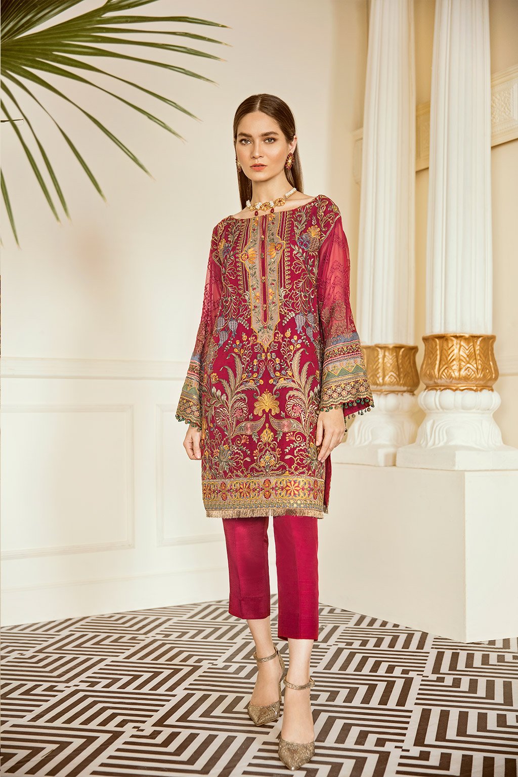 Currant (Baroque Chantelle Embroidered Chiffon)