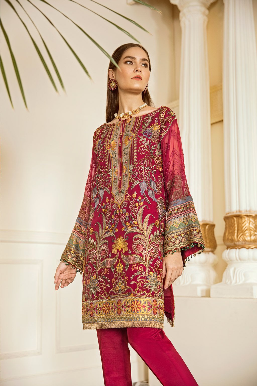 Currant (Baroque Chantelle Embroidered Chiffon)