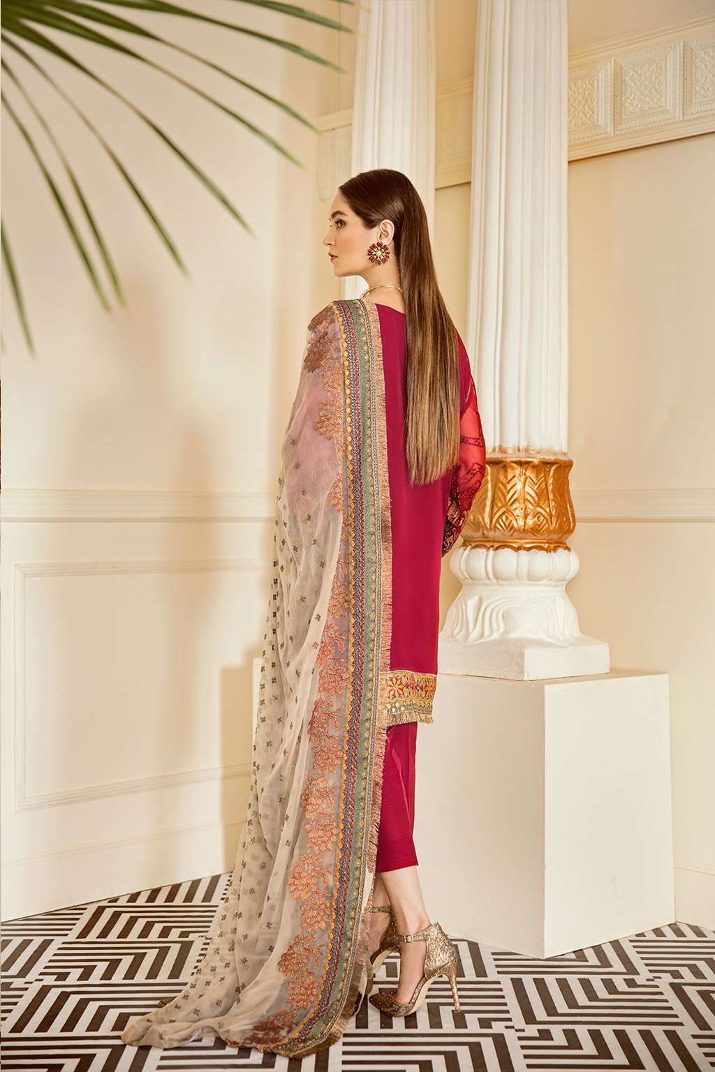Currant (Baroque Chantelle Embroidered Chiffon)