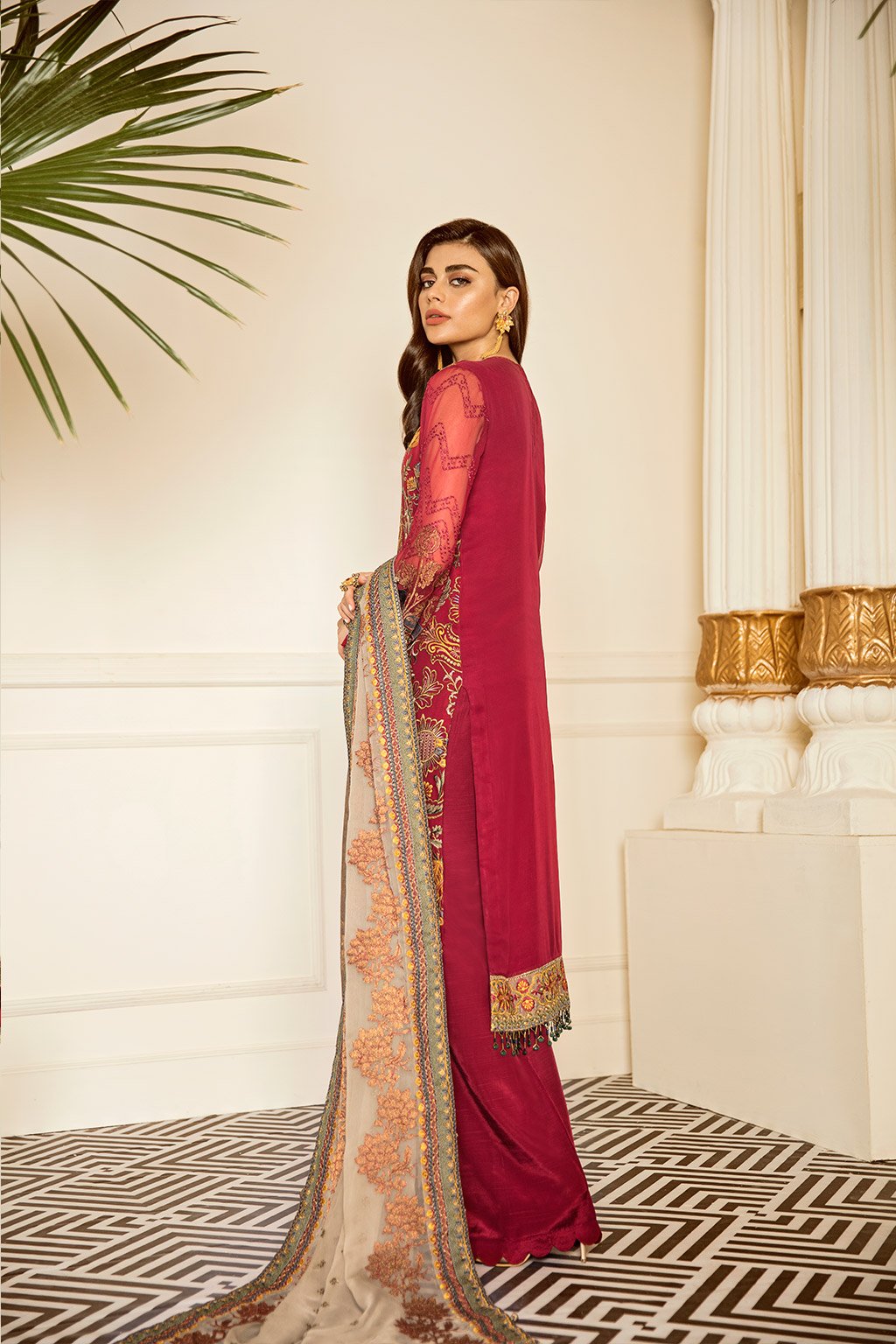 Currant (Baroque Chantelle Embroidered Chiffon)