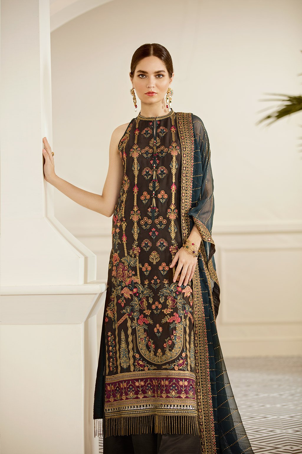 Pecan (Baroque Chantelle Embroidered Chiffon)