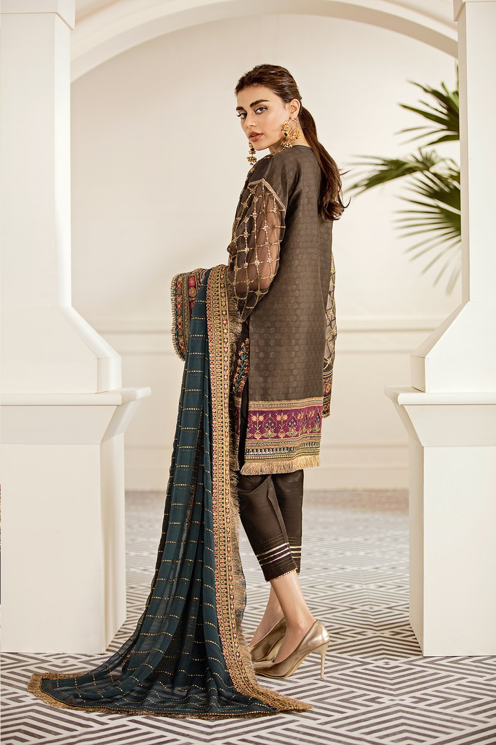 Pecan (Baroque Chantelle Embroidered Chiffon)