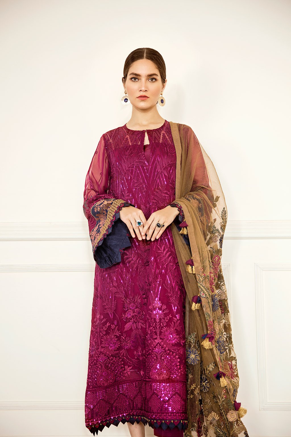 Cerise (Baroque Chantelle Embroidered Chiffon)