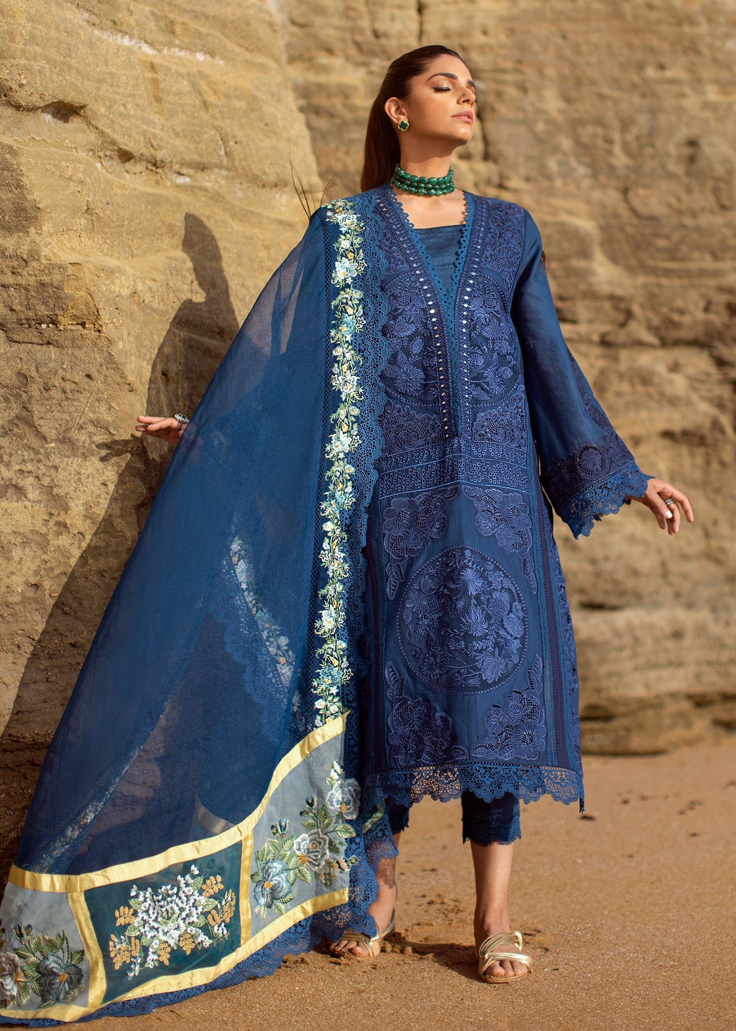 Jewel by the Beach - 3A - Sapphire | Crimson × Saira Shakira | Luxury Lawn Collection 2022