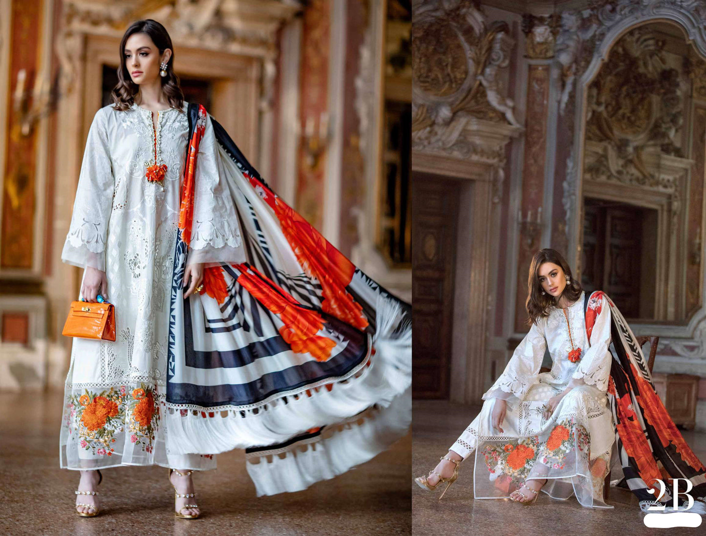 Bianco 2-B (3Pc) Sana Safinaz Luxury Lawn