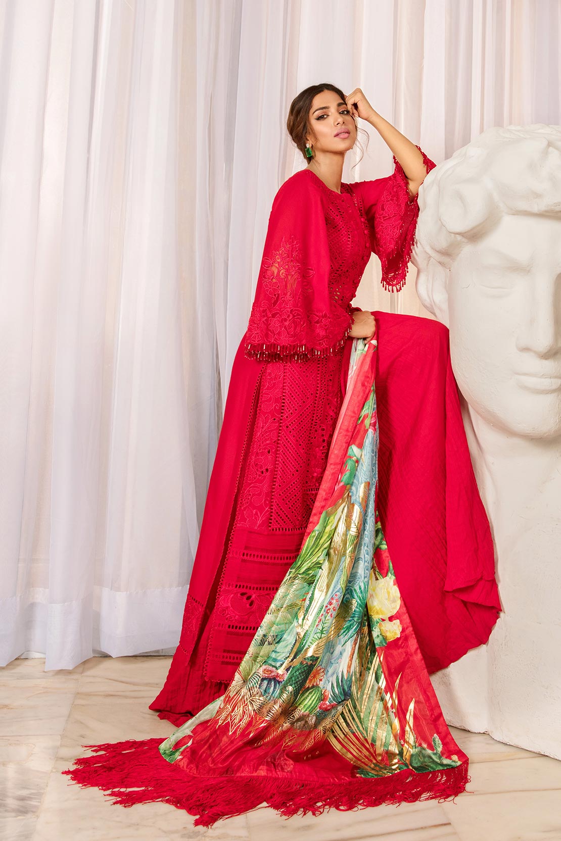 D2-B | Cutwork Romance - Ruby | Crimson by Saira Shakira | Luxury Lawn Collection