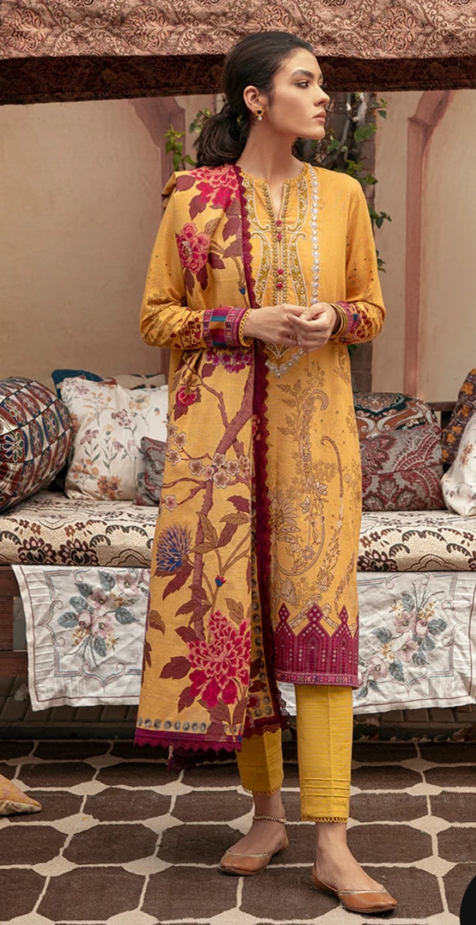 Amber Glow | Cross Stitch | Winter Edit | Khaddar & Linen Unstitched Collection 2022