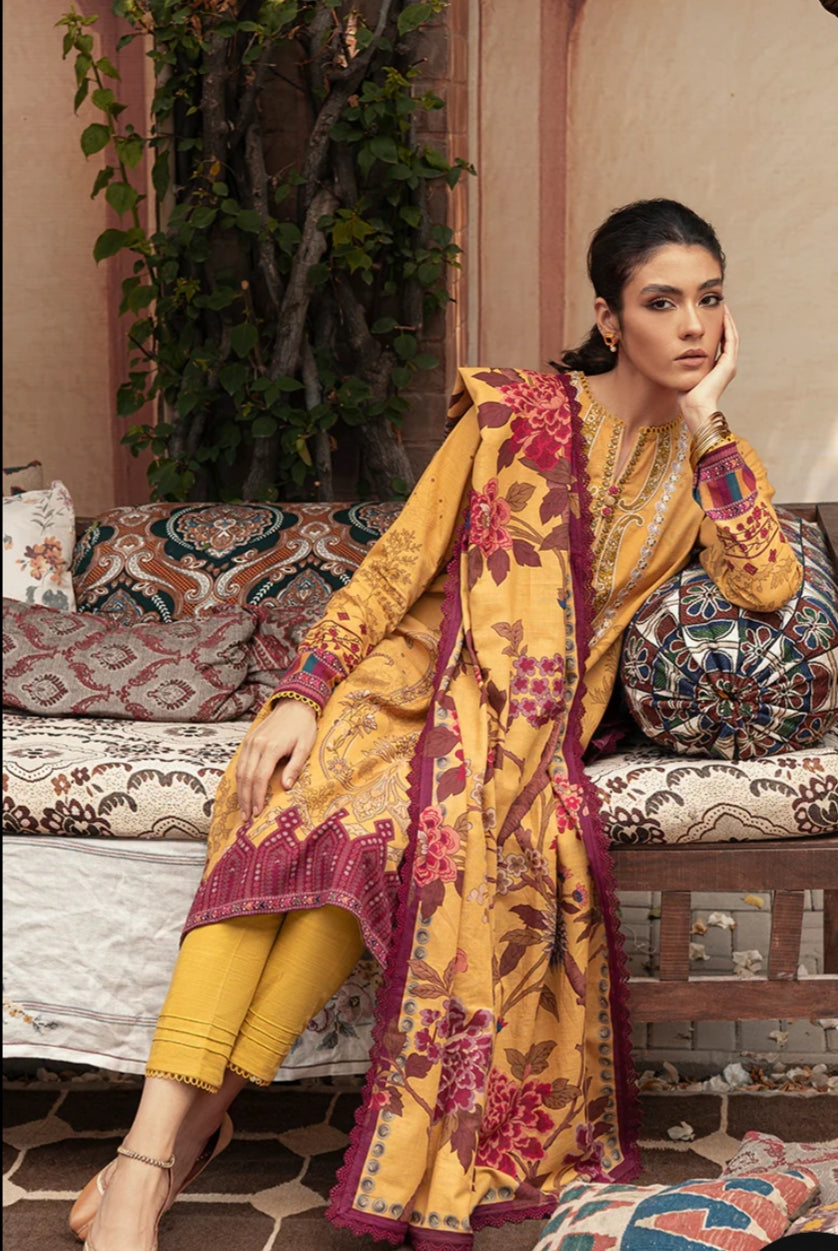 Amber Glow | Cross Stitch | Winter Edit | Khaddar & Linen Unstitched Collection 2022