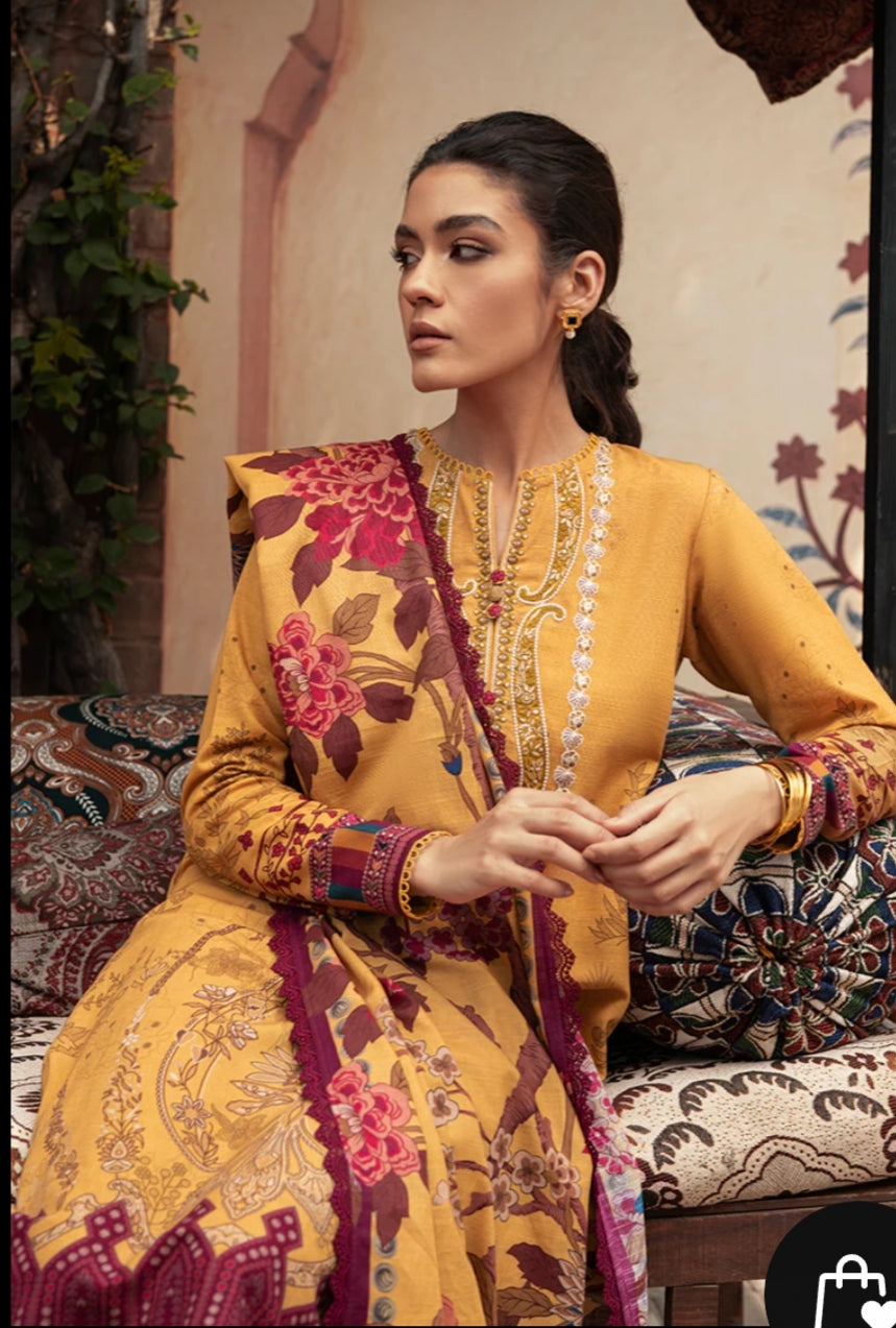 Amber Glow | Cross Stitch | Winter Edit | Khaddar & Linen Unstitched Collection 2022