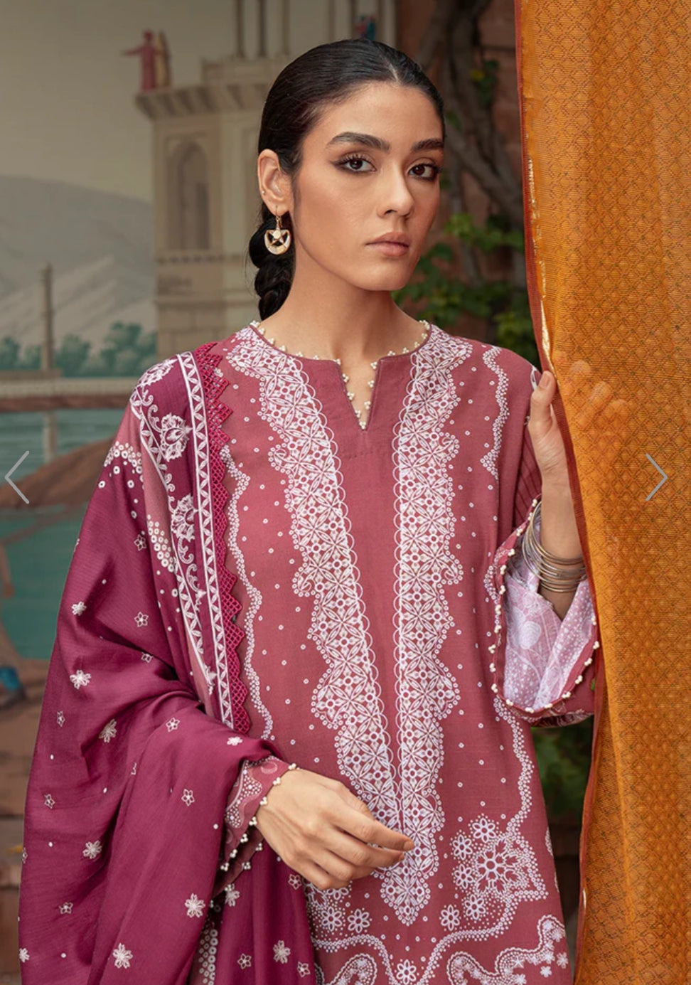 Coral Rise | Cross Stitch | Winter Edit | Khaddar & Linen Unstitched Collection 2022