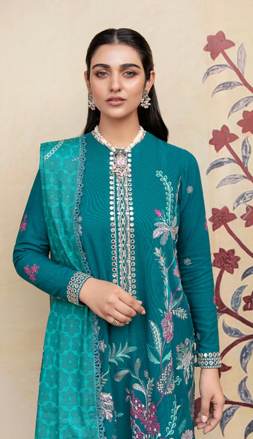 Garland Bloom | Cross Stitch | Winter Edit | Khaddar & Linen Unstitched Collection 2022