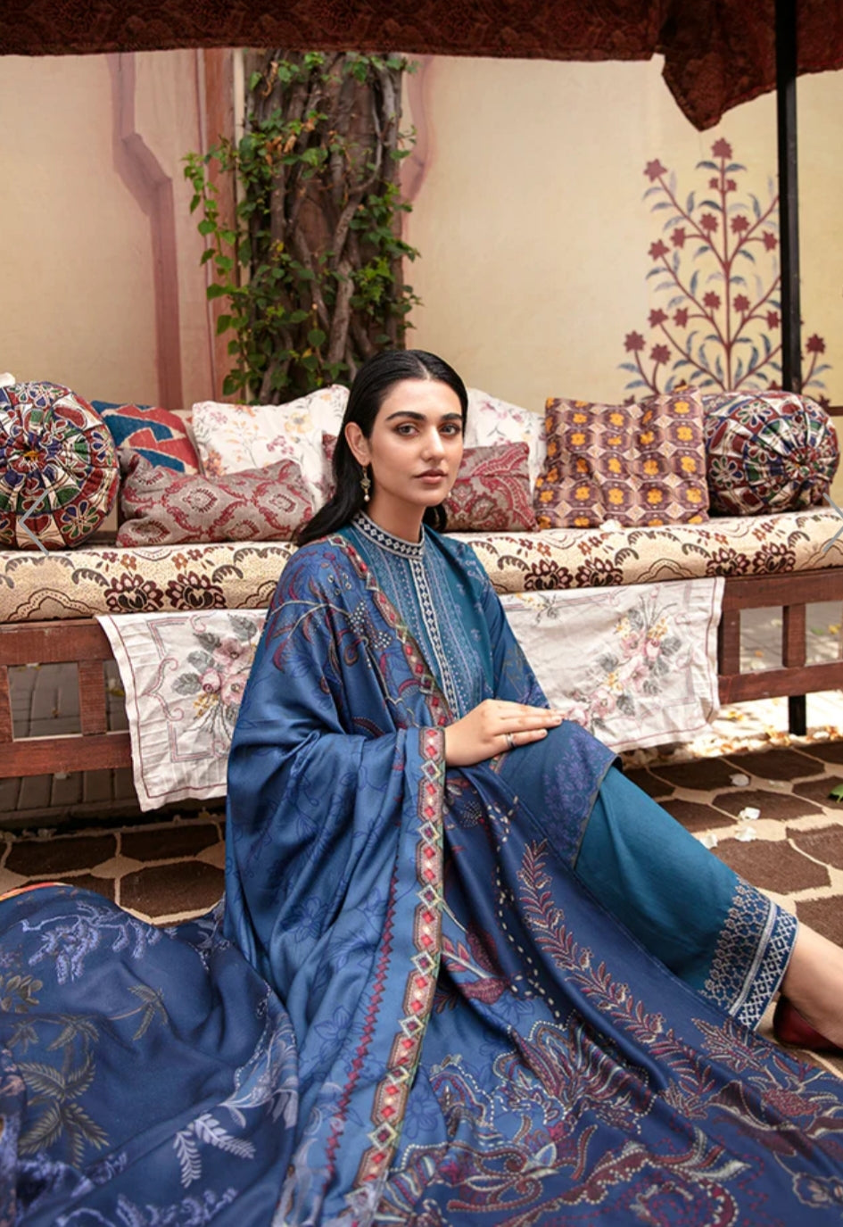 Blue Forest | Cross Stitch | Winter Edit | Khaddar & Linen Unstitched Collection 2022