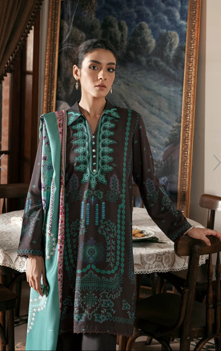 Coal Dust | Cross Stitch | Winter Edit | Khaddar & Linen Unstitched Collection 2022