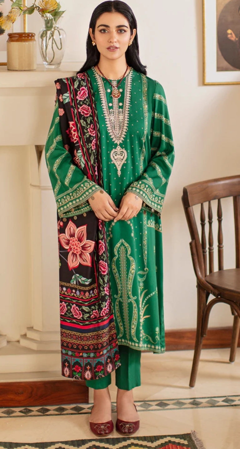 Pacific Pine | Cross Stitch | Winter Edit | Khaddar & Linen Unstitched Collection 2022