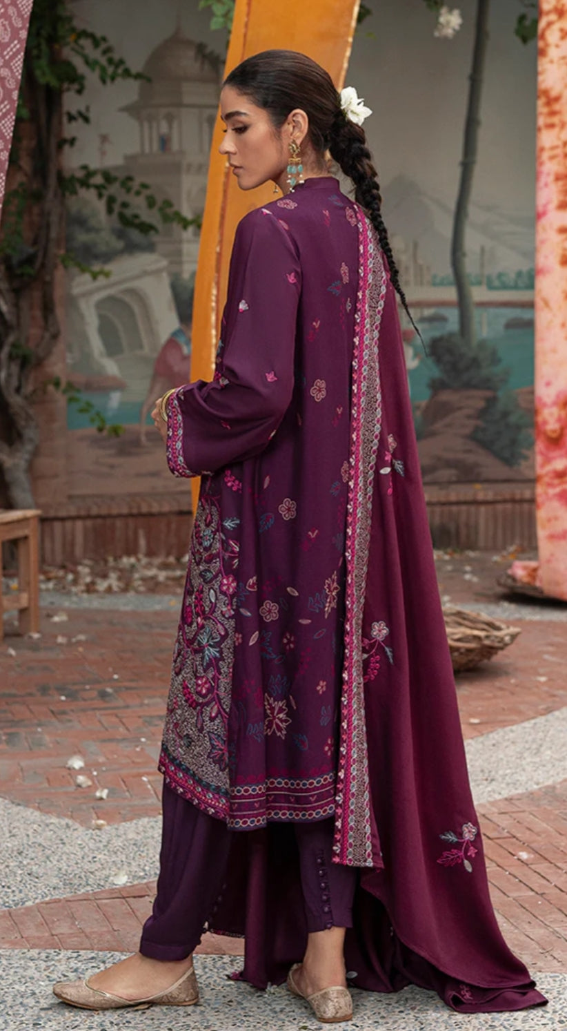 Cosmic Viola | Cross Stitch | Winter Edit | Khaddar & Linen Unstitched Collection 2022