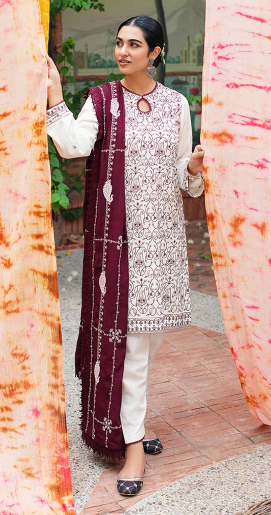 Checkered Speck | Cross Stitch | Winter Edit | Khaddar & Linen Unstitched Collection 2022