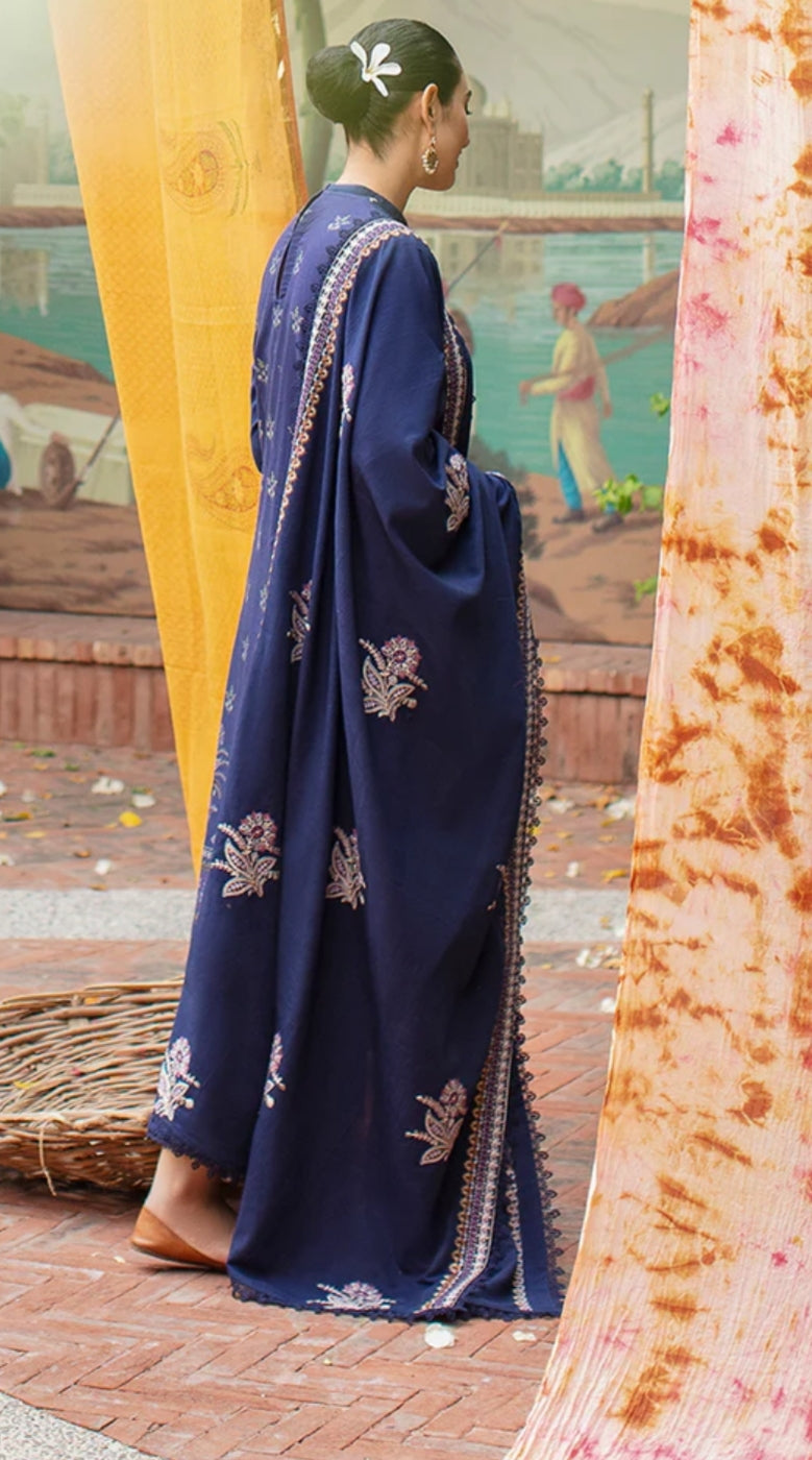 Cashmere Blue | Cross Stitch | Winter Edit | Khaddar & Linen Unstitched Collection 2022