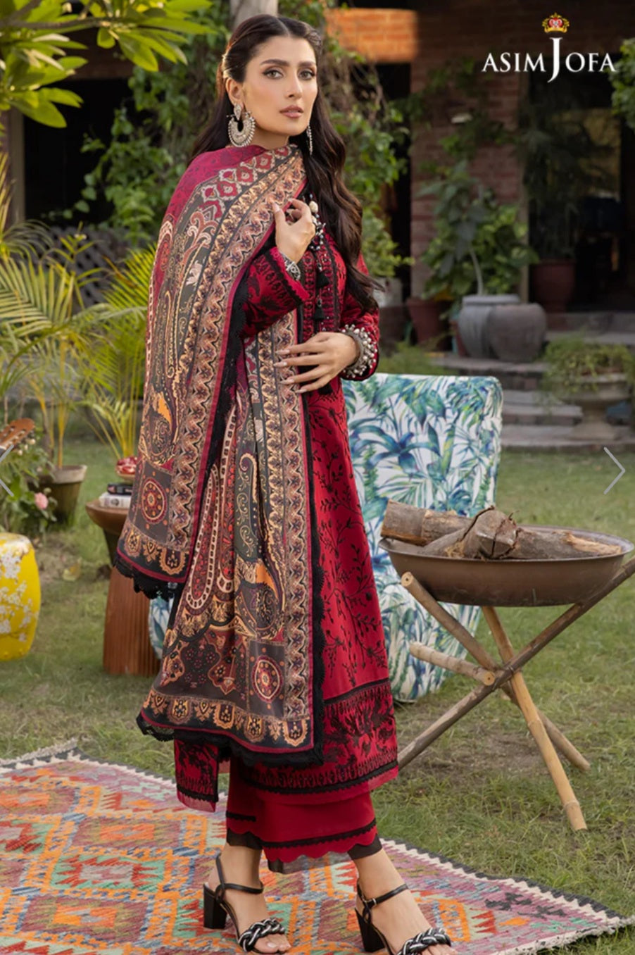 AJW-16 | Asim Jofa | Mawra & Ayeza Edit | Asra Winter Printed Shawl Collection 2022