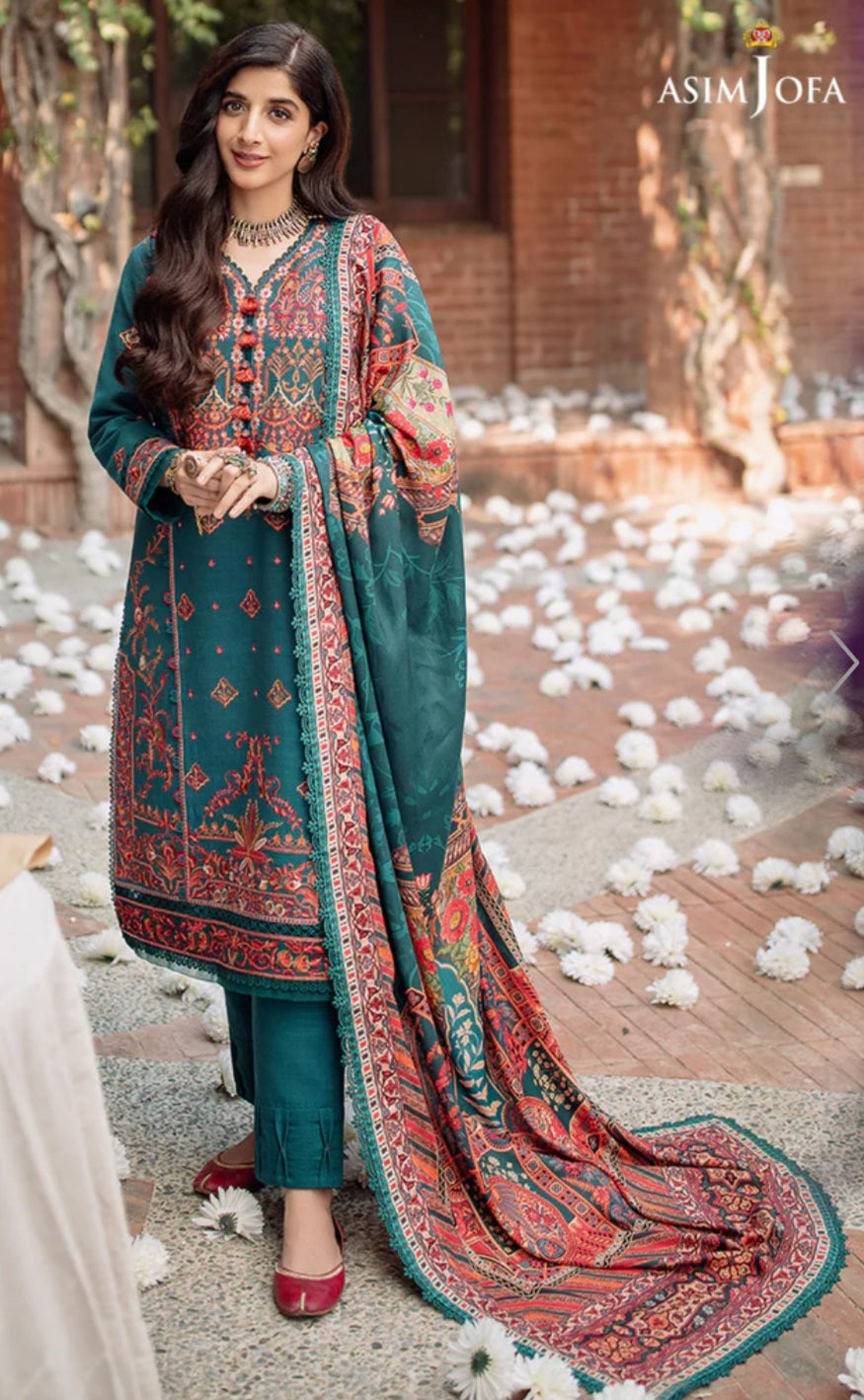 AJW-15 | Asim Jofa | Mawra & Ayeza Edit | Asra Winter Printed Shawl Collection 2022