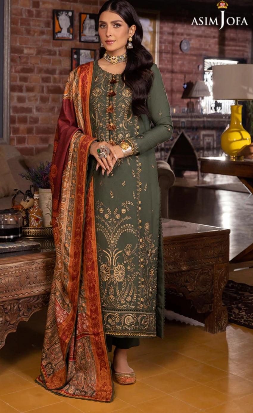 AJW-14 | Asim Jofa | Mawra & Ayeza Edit | Winter Printed Shawl Collection 2022