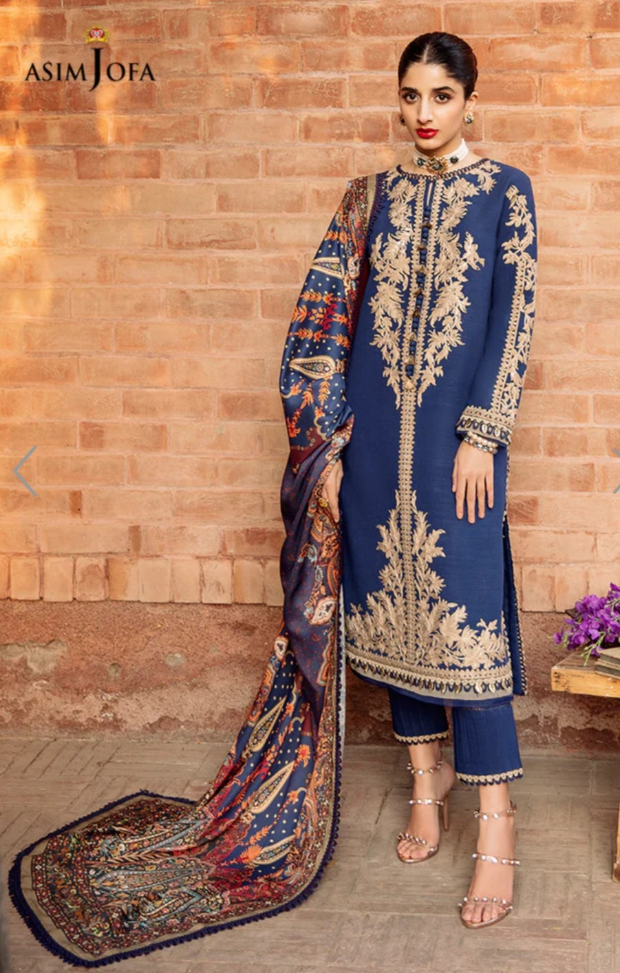 AJW-13 | Asim Jofa | Mawra & Ayeza Edit | Asra Winter Printed Shawl Collection 2022