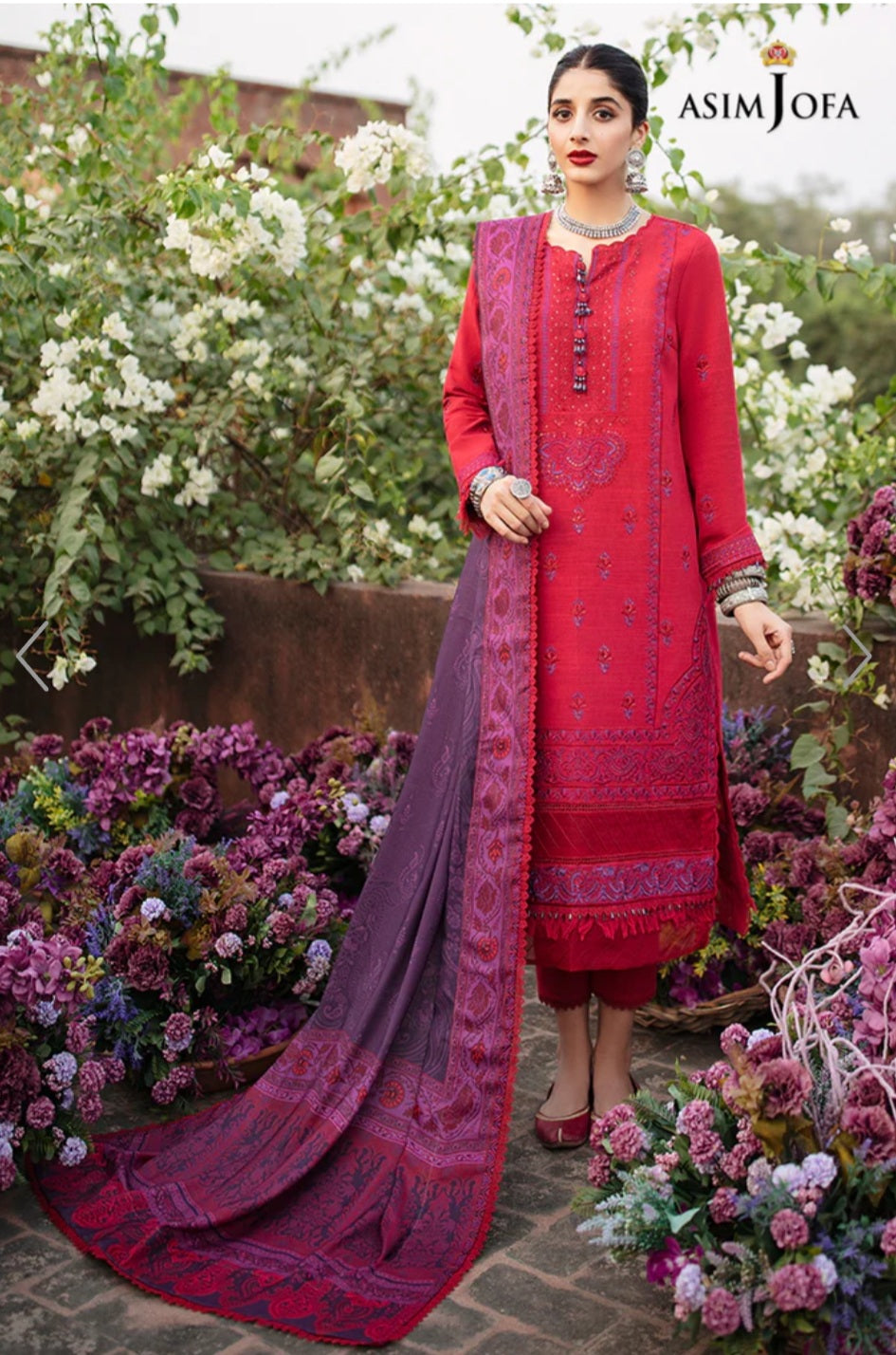 AJW-09 | Asim Jofa | Mawra & Ayeza Edit | Asra Winter Printed Shawl Collection 2022