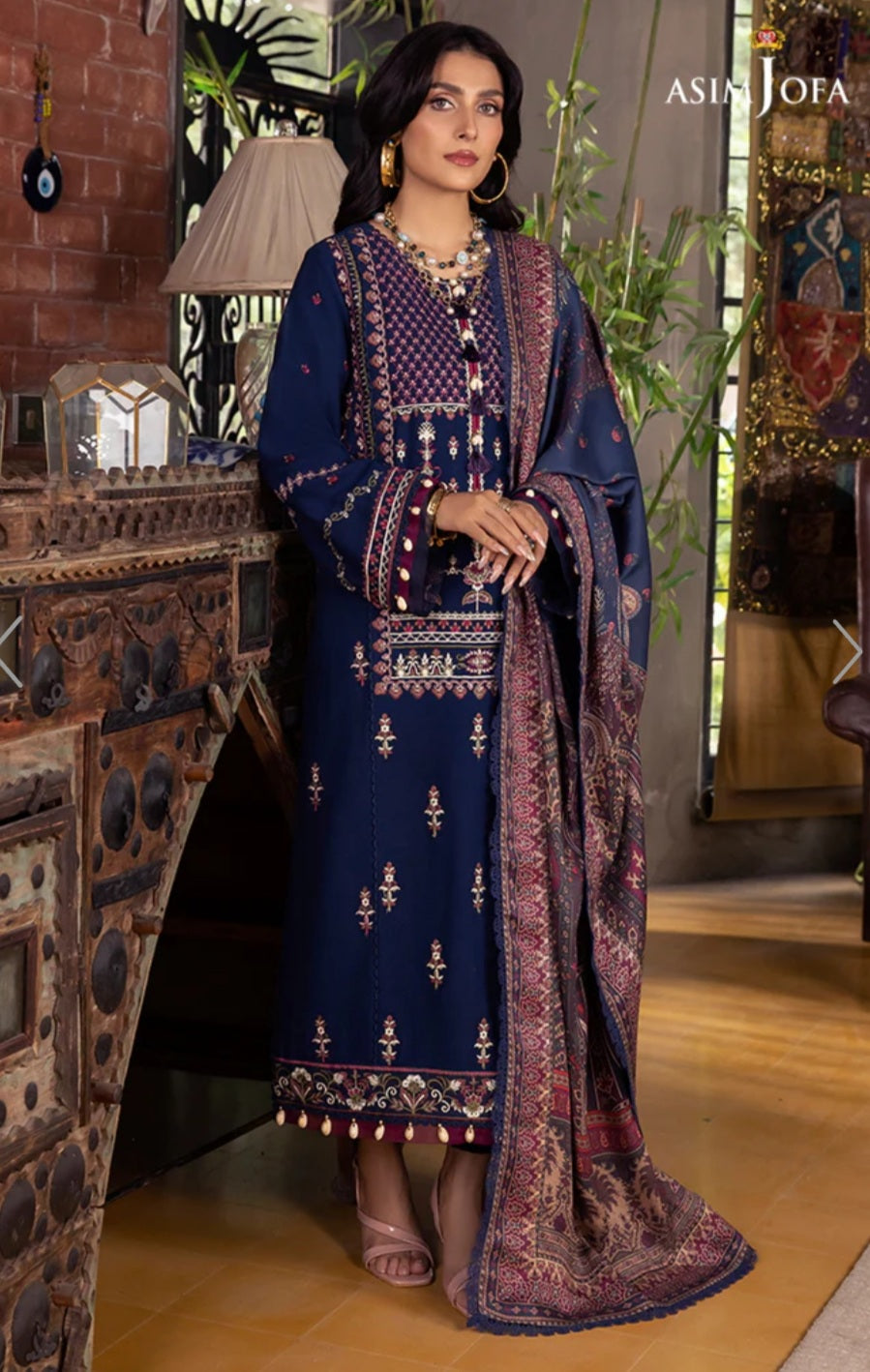 AJW-04 | Asim Jofa | Mawra & Ayeza Edit | Asra Winter Printed Shawl Collection 2022